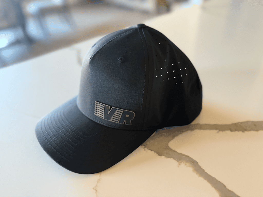 Black VR cap on marble countertop